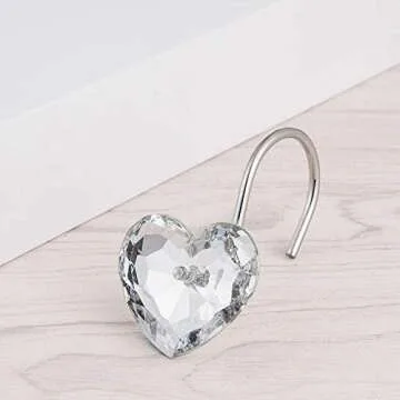 Actpe Crystal Heart Shower Curtain Hooks - Rust Resistant