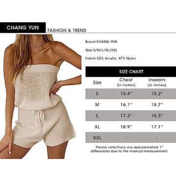 Chang Yun Womens Summer Jumpsuits Casual Loose Sleeveless Off Shoulder Elastic Waist Romper Loungewear Two Piece Outfits