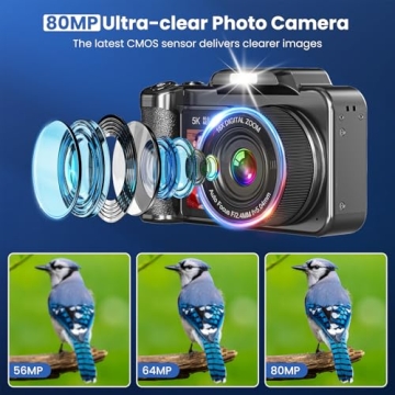5K Digital Camera with Dual Screen & 18X Zoom for Beginners