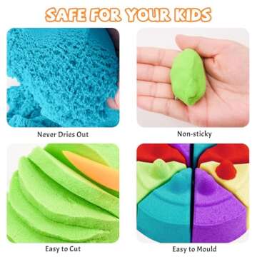 Value Pack 11lbs of 5 Colored Moldable Self-Sticking Sand, Never Dries Out - Fun for Kids Bulk Refil...