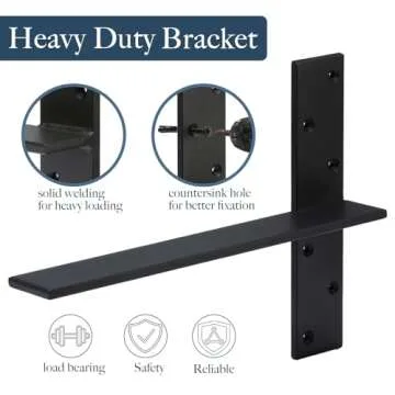 Free Hanging Countertop Support Bracket 16" Lx2.5 W 2 Pack Hidden Floating Wall Bracket 3/8" Thick Heavy Duty Shelf Bracket for Floating Bars,Bench Seats,Vanities