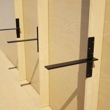 Free Hanging Countertop Support Bracket 16" Lx2.5 W 2 Pack Hidden Floating Wall Bracket 3/8" Thick Heavy Duty Shelf Bracket for Floating Bars,Bench Seats,Vanities