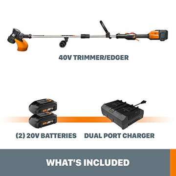 Worx String Trimmer and Edger 40V with Batteries