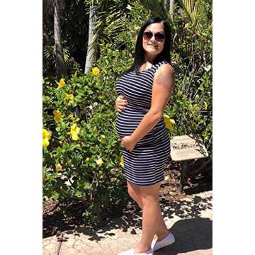 Rnxrbb Women Summer Sleeveless Maternity Dress Pregnancy Tank Scoop Neck Mama Clothes Casual Bodycon...