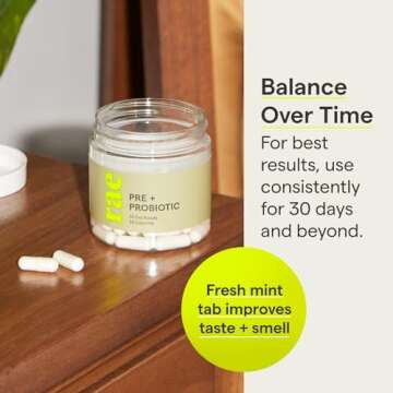 Rae Wellness Pre + Probiotic - Balance Gut Health + Support The Microbiome with Six Vegan Probiotic Strains Including Acidophilus Probiotic + Apple Cider Vinegar - 60 Capsules (30 Day Supply)