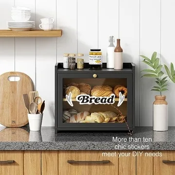 Goozii Black Bread Box for Fresh Homemade Bread and Storage