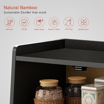 Goozii Black Bread Box for Fresh Homemade Bread and Storage