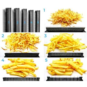 ICO Potato Slicing Mandoline Made In France With 5 Removable Blades for 5 Sizes of French Fries and Ruffled or Waffle Potato Chips, Stainless Steel…