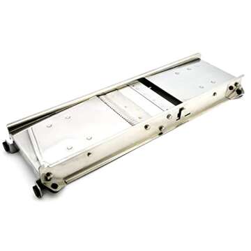 ICO Potato Slicing Mandoline Made In France With 5 Removable Blades for 5 Sizes of French Fries and Ruffled or Waffle Potato Chips, Stainless Steel…