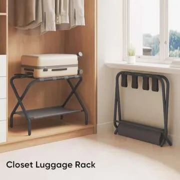 Smart FENDEE Folding Luggage Rack with Storage Shelf