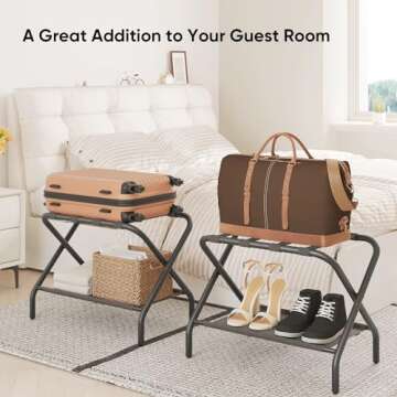 Smart FENDEE Folding Luggage Rack with Storage Shelf