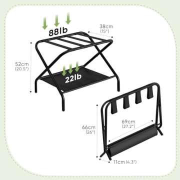 Smart FENDEE Folding Luggage Rack with Storage Shelf