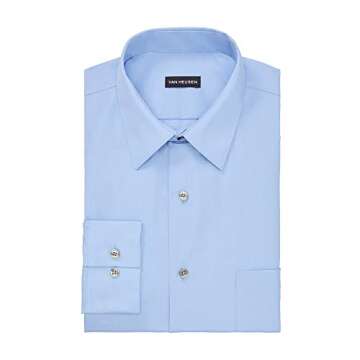 Van Heusen Men's Dress Shirt Regular Fit Poplin Solid, Cameo Blue, 17.5" Neck 34"-35" Sleeve