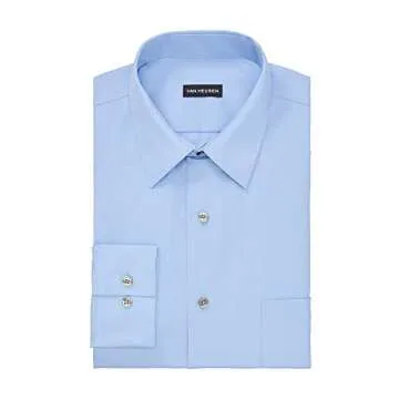 Van Heusen Men's Dress Shirt Regular Fit Poplin Solid, Cameo Blue, 17.5" Neck 34"-35" Sleeve