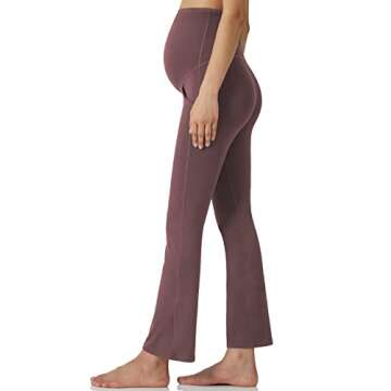 POSHDIVAH Women's Maternity Yoga Pants Work Lounge Stretchy Bootcut Flare Pants Pregnancy Dress Trou...