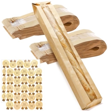 ZENFUN Baguette Kraft Bags - 100 Pack for Fresh Bread