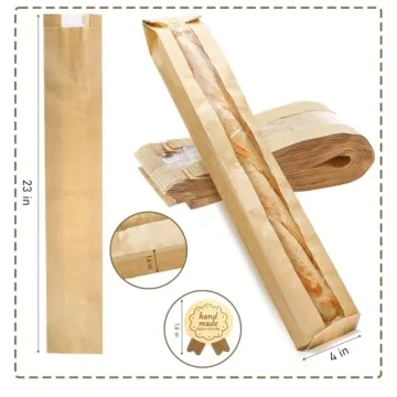 ZENFUN Baguette Kraft Bags - 100 Pack for Fresh Bread