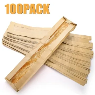 ZENFUN Baguette Kraft Bags - 100 Pack for Fresh Bread