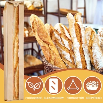 ZENFUN Baguette Kraft Bags - 100 Pack for Fresh Bread