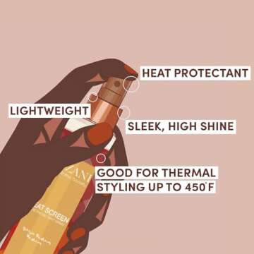 MIZANI Style Shifter Society Heat Screen Heat Protectant Spray - Anti-Frizz & Glossy Shiny Finish For Textured, Curly and Coily Hair