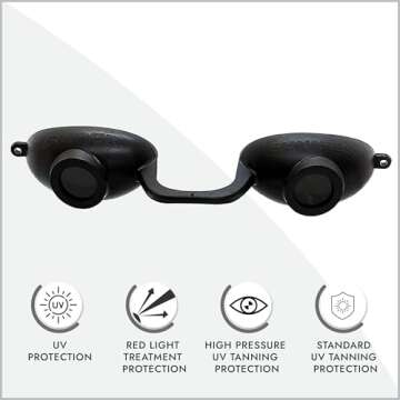 EVO FLEX Sunnies Flexible Tanning Bed Goggles UV Eye Protection Glasses 4 Pack (Black), FDA Complian...