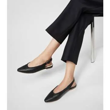 Arromic Women's Flats Comfortable Pointed Toe Slingback Flat Shoe for Women Slip On Leather Dress Work Casual Travel Ballet Shoes Black