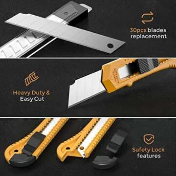 Nicpro Utility Knives - 15 Pack with Extra Blades