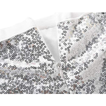 PrettyGuide Women's Maxi Sequin Skirt High Waist Party Prom Mermaid Long Skirts XL White Silver