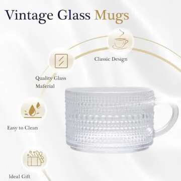 Stylish Vintage Coffee Mug Set with Bamboo Lids and Spoons