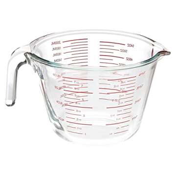 AmazonCommercial Glass Measuring Cup Set, 4 Piece Set Includes 1 Cup, 2 Cup, 4 Cup, and 8 Cup