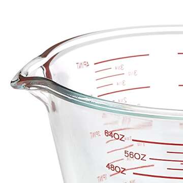 AmazonCommercial Glass Measuring Cup Set, 4 Piece Set Includes 1 Cup, 2 Cup, 4 Cup, and 8 Cup