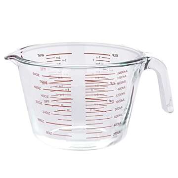 AmazonCommercial Glass Measuring Cup Set, 4 Piece Set Includes 1 Cup, 2 Cup, 4 Cup, and 8 Cup