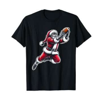 Ultimate Santa Claus Playing American Football Christmas T-Shirt for All Ages