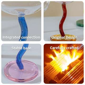 2Pack Colored Wine Glasses Muticolor Wine Glass Stemmed Glassware Fun Goblet Cocktails Glass Colored...