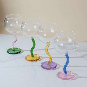 2Pack Colored Wine Glasses Muticolor Wine Glass Stemmed Glassware Fun Goblet Cocktails Glass Colored Crystal Coupe Glasses Hand Blown Crystal Drinking Glasses (Pink&Brown)