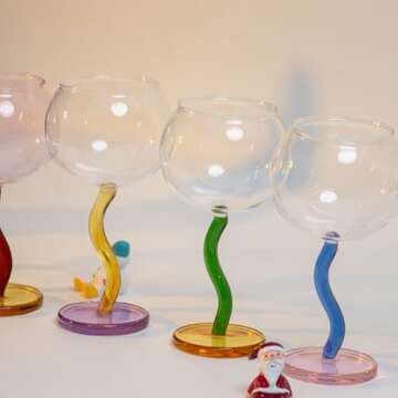 2Pack Colored Wine Glasses Muticolor Wine Glass Stemmed Glassware Fun Goblet Cocktails Glass Colored Crystal Coupe Glasses Hand Blown Crystal Drinking Glasses (Pink&Brown)