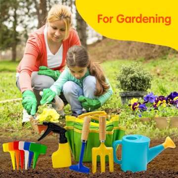 liamasum Kids Gardening Tools Set Includes Toddlers Gardening Gloves, Sturdy Tote Bag, Watering Can,...