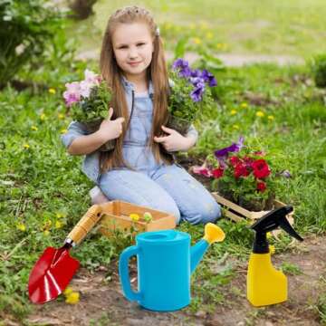 liamasum Kids Gardening Tools Set Includes Toddlers Gardening Gloves, Sturdy Tote Bag, Watering Can, Shovel, Rake, Trowel, Children Apron, Garden Notebook - Easter Gifts for Toddlers