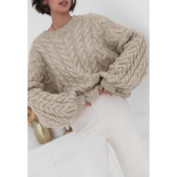 PRETTYGARDEN Cozy Oversized Cable Knit Sweater for Winter