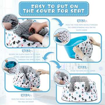 IPOZITO Seat Cover Compatible with Bumbo Seat, Gray Baby Bumbo Seat Cover, Comfortable Bumbo Floor Seat Cover for Baby Girl and Boy, Only Compatible with Bumbo Baby Seat