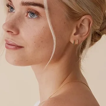 PAVOI 14K Gold Huggie Earrings for Women - Green CZ