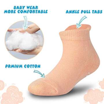 Baby Girl & Boy Ankle Cotton Socks with Non Slip Grip for Infant, Toddler, Newborn, Strip, 3-5 T Kids, 6 Pairs, Gray Blue, Cute Lions Pattern