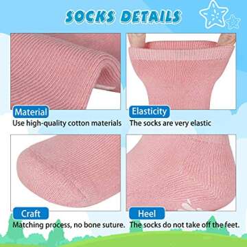 Baby Girl & Boy Ankle Cotton Socks with Non Slip Grip for Infant, Toddler, Newborn, Strip, 3-5 T Kids, 6 Pairs, Gray Blue, Cute Lions Pattern