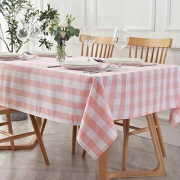 Maxmill Heavy Weight Rectangle Checkered Tablecloth - Pink and White