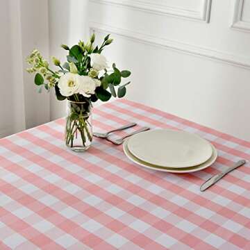 Maxmill Waterproof Checkered Tablecloth - 52x70 Inch