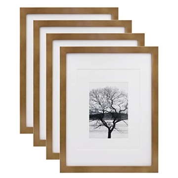 Egofine 11x14 Picture Frames 4 Pack Display Pictures 5x7/8x10 with Mat or 11x14 Without Mat Made of ...