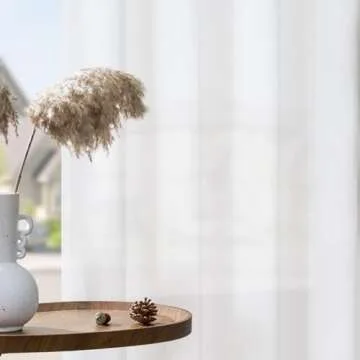 jinchan Pinch Pleated Linen Blend Curtains for Living Room, 84 Inches Long White Curtains, Linen Farmhouse Curtains Country Rustic Pinch Pleated Curtains with Hooks Window Curtain, 2 Panels Off White