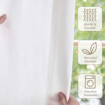 jinchan Pinch Pleated Linen Blend Curtains for Living Room, 84 Inches Long White Curtains, Linen Farmhouse Curtains Country Rustic Pinch Pleated Curtains with Hooks Window Curtain, 2 Panels Off White