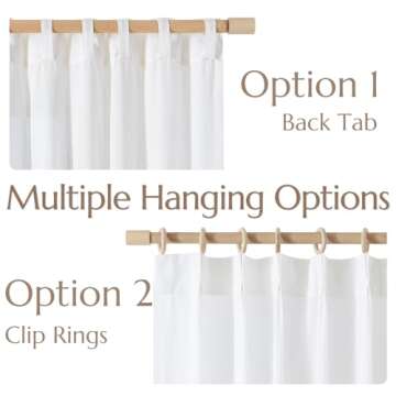 jinchan Pinch Pleated Linen Blend Curtains for Living Room, 84 Inches Long White Curtains, Linen Farmhouse Curtains Country Rustic Pinch Pleated Curtains with Hooks Window Curtain, 2 Panels Off White