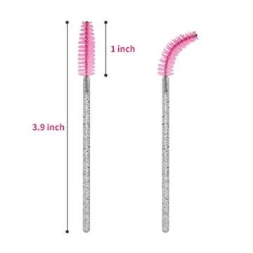 Cuttte 100pcs Disposable Mascara Brushes Wands with Container, Crystal Eyelash Spoolie Brushes for Eyelash Extensions and Mascara Use